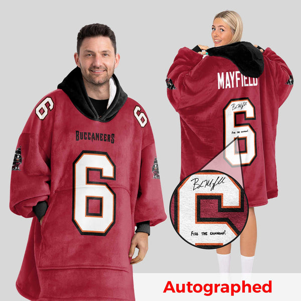 Autographed B.M 6 Tampa Bay Football Unisex Blanket Hoodie