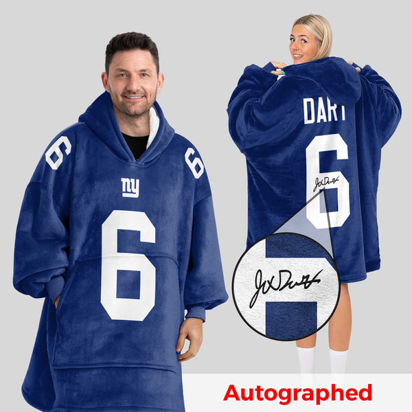 Autographed J.D 6 New York G Football Unisex Blanket Hoodie