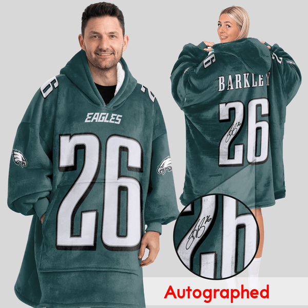 Autographed S.B 26 Philadelphia Football Unisex Blanket Hoodie