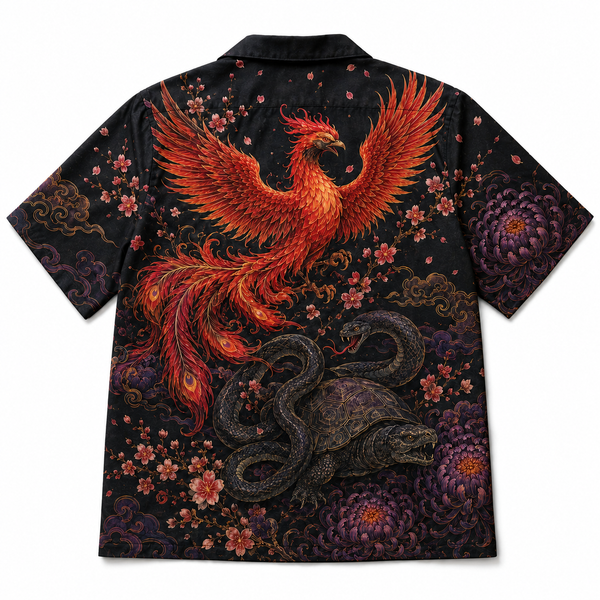 Chrisraw Crimson Phoenix Sakura Hawaiian Shirt