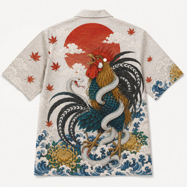 The Rooster & Serpent Shirt — Japanese Irezumi Aloha Shirt