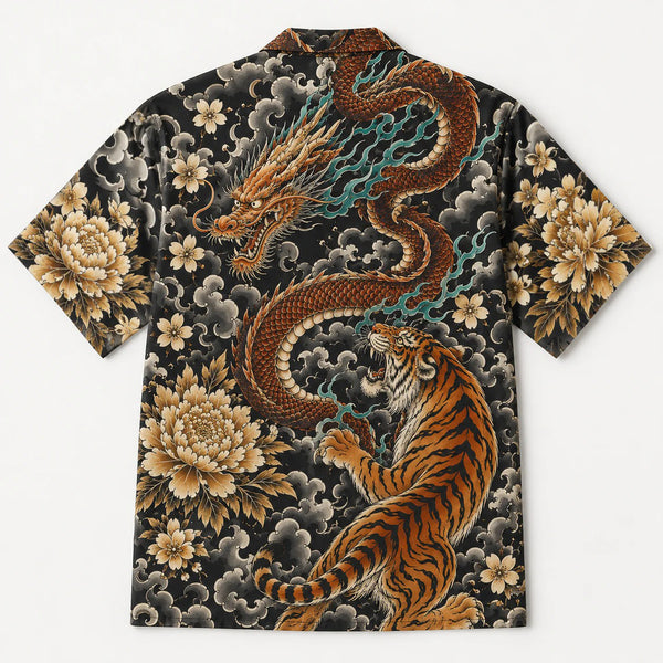The Irezumi Shirt — Dragon & Tiger Tattoo Aloha Shirt