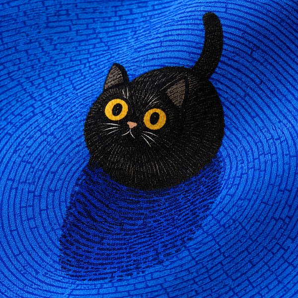 Chrisraw Kuroneko Aloha Shirt — Japanese Black Cat Blue Print