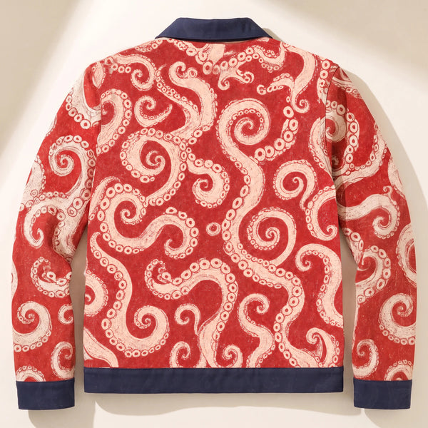Chrisraw Kyuban Canvas Jacket — Japanese Octopus Tentacle Woodblock Print