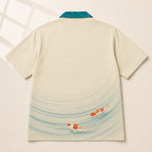 Chrisraw Kaiten Aloha Shirt — Vinyl Record Koi Pond Print