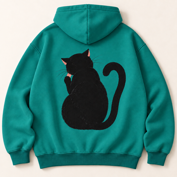 Chrisraw Gabu Hoodie — Black Cat Biting Hand Print