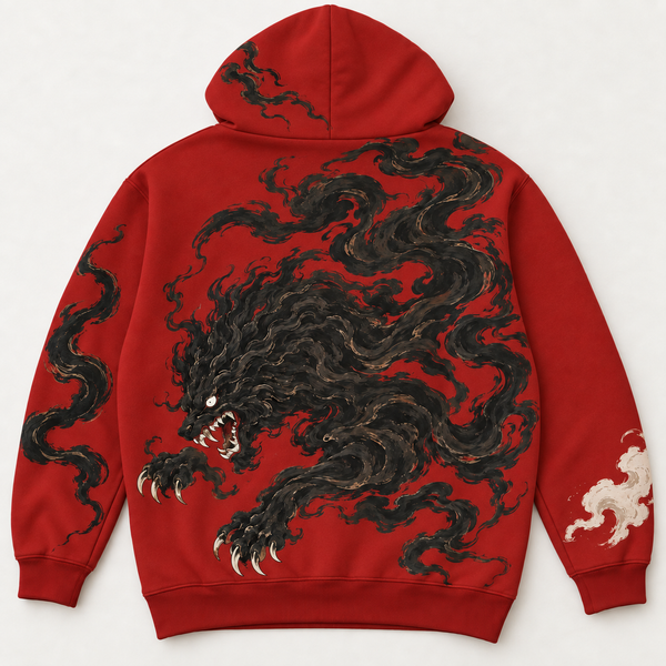 Chrisraw Onigari Hoodie — Oni Samurai and Smoke Wolf Print