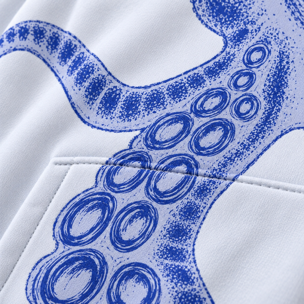 Chrisraw Aodako Hoodie — Blue Sketch Octopus Print