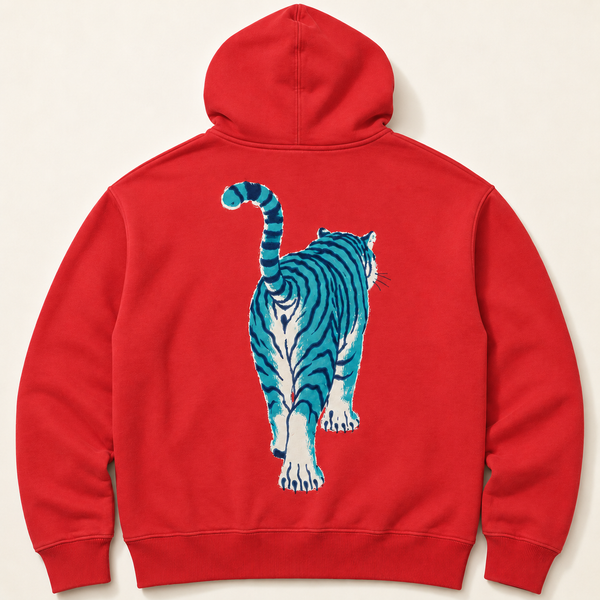 Chrisraw Aotora Hoodie — Blue Tiger Risograph Print