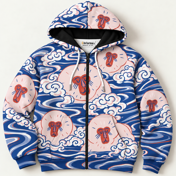Chrisraw Sarunoyu Hoodie — Snow Monkeys in the Hot Spring Print