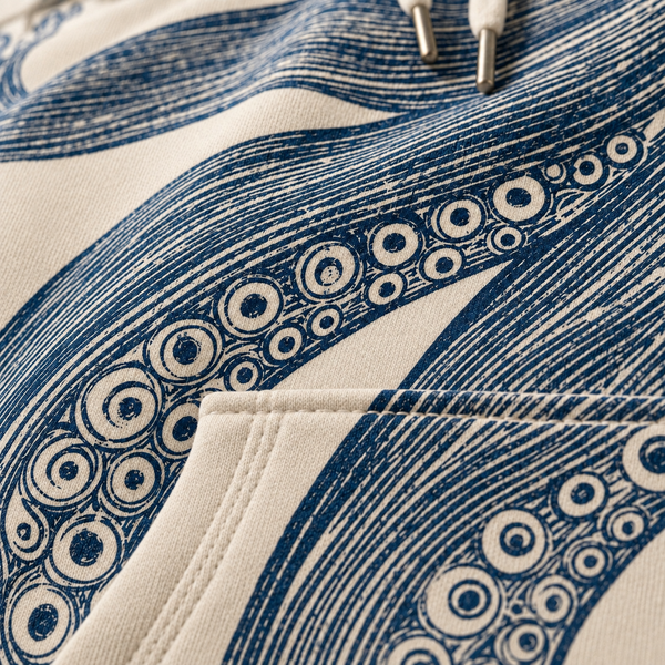 Chrisraw Odako Hoodie — Giant Octopus Linocut Print