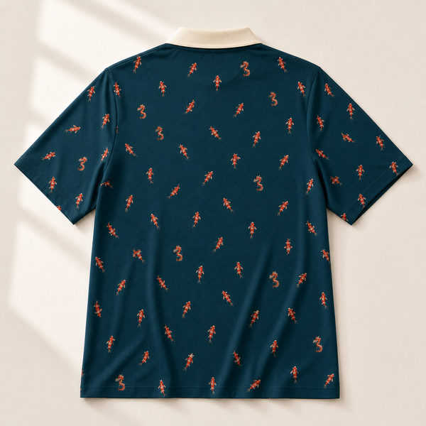 Chrisraw Kakushi Koi Polo Shirt — Japanese Koi Micro Print