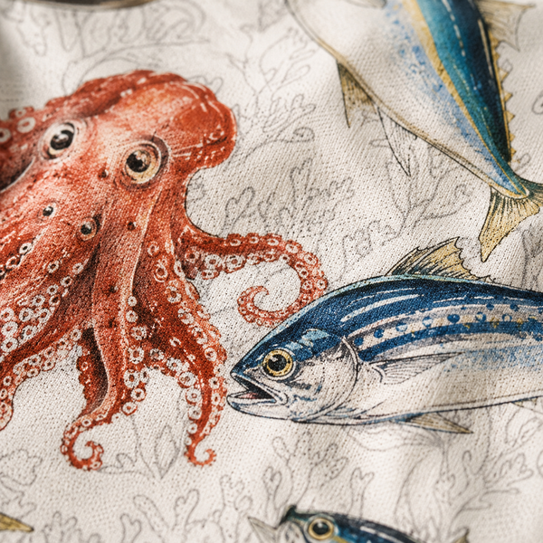 Chrisraw Sakana Polo Shirt — Japanese Fish Market Watercolor Print