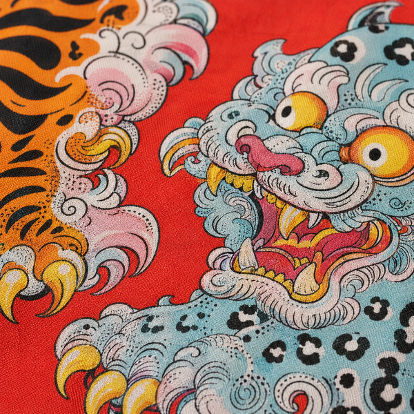 Chrisraw Shishi Ranbu Aloha Shirt — Japanese Guardian Lion Tattoo Print