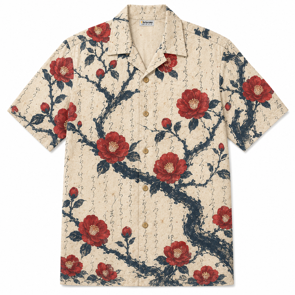 Tsubaki — Winter Camellia Aloha Shirt