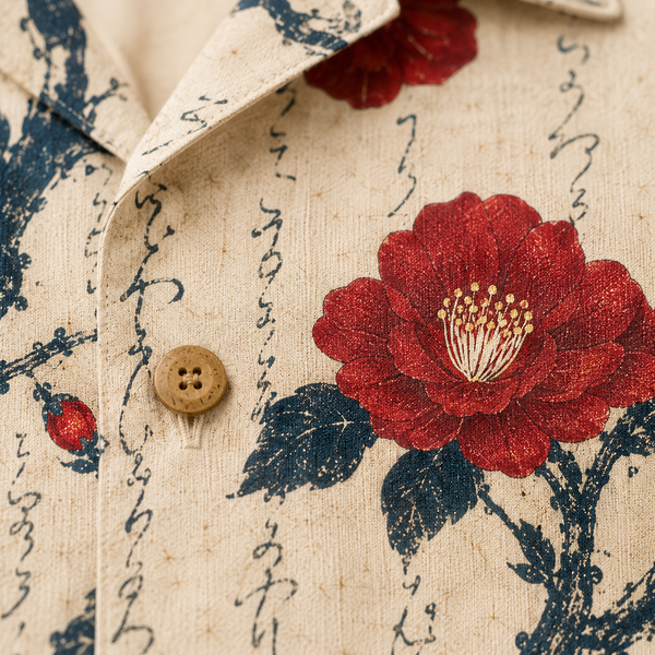 Tsubaki — Winter Camellia Aloha Shirt