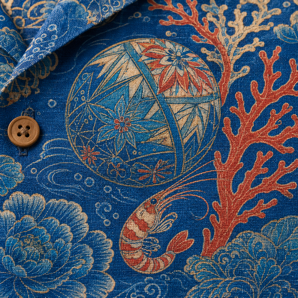 Chrisraw Sango Aloha Shirt — Japanese Coral Reef Ukiyo-e Print