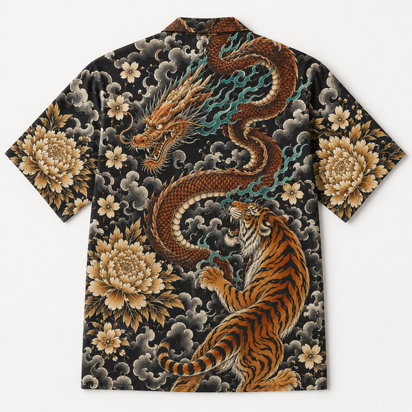 The Irezumi Shirt — Dragon & Tiger Tattoo Aloha Shirt