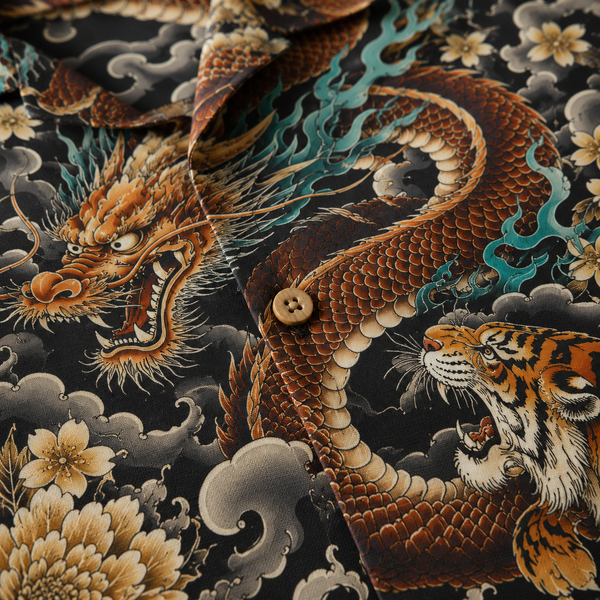 The Irezumi Shirt — Dragon & Tiger Tattoo Aloha Shirt