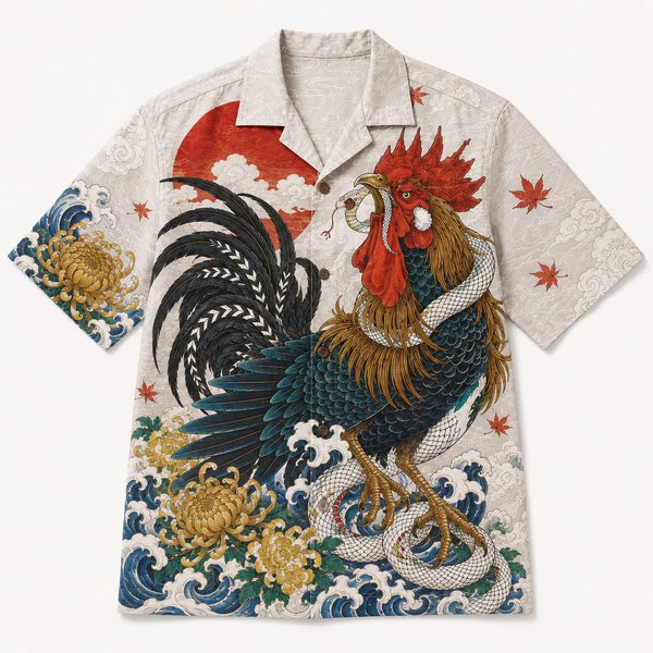 The Rooster & Serpent Shirt — Japanese Irezumi Aloha Shirt