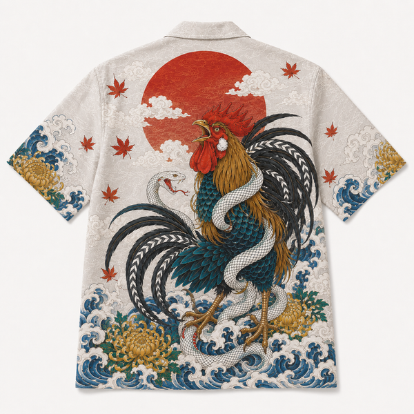 The Rooster & Serpent Shirt — Japanese Irezumi Aloha Shirt