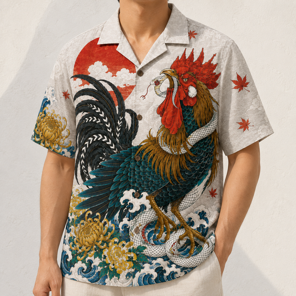 The Rooster & Serpent Shirt — Japanese Irezumi Aloha Shirt