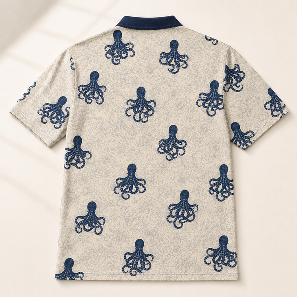 Chrisraw Tako Polo Shirt — Japanese Octopus Ukiyo-e Print