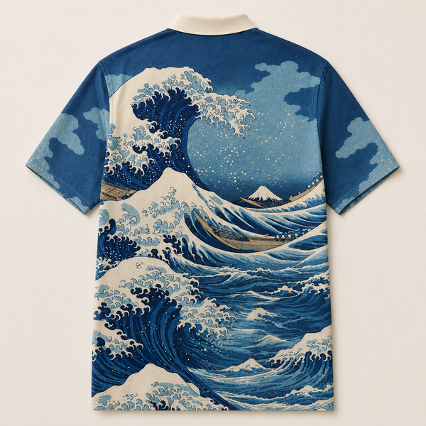 Chrisraw Great Wave Polo Shirt — Hokusai Scenic Full Print