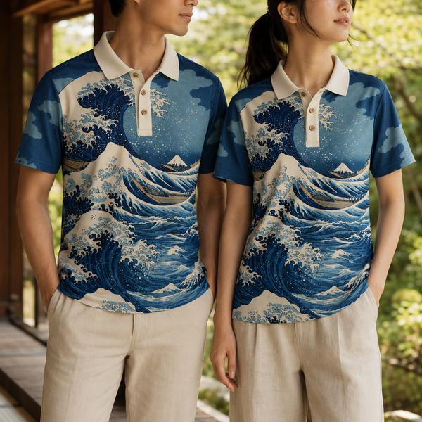 Chrisraw Great Wave Polo Shirt — Hokusai Scenic Full Print