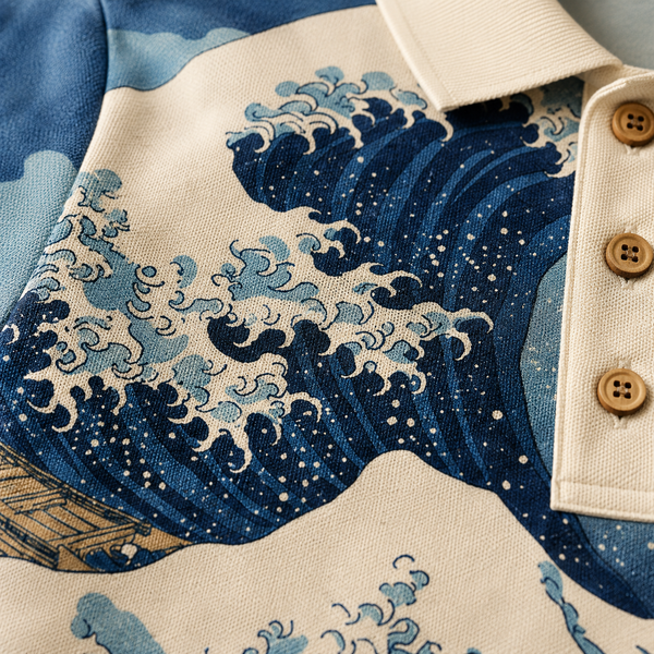 Chrisraw Great Wave Polo Shirt — Hokusai Scenic Full Print