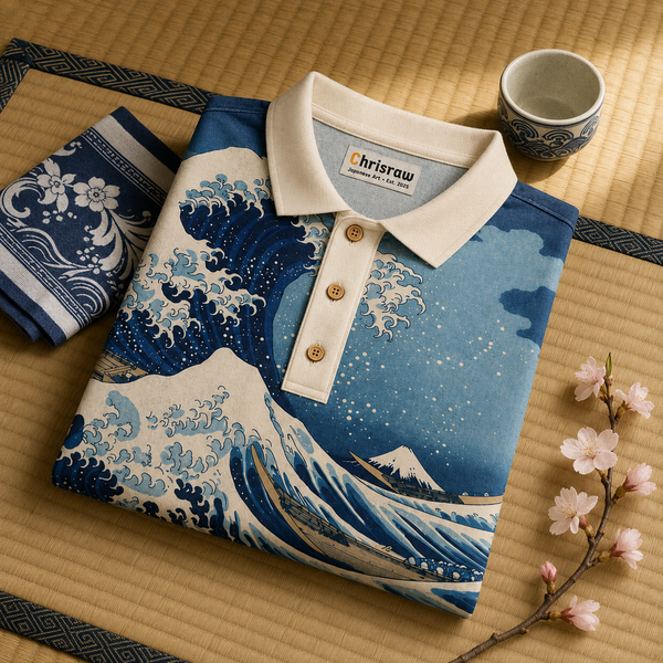 Chrisraw Great Wave Polo Shirt — Hokusai Scenic Full Print