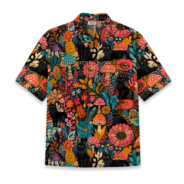 Chrisraw Kid's Japanese Yayoi Kusama Forest Cat Ukiyo-e Short Sleeves Shirt