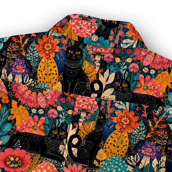 Chrisraw Kid's Japanese Yayoi Kusama Forest Cat Ukiyo-e Short Sleeves Shirt