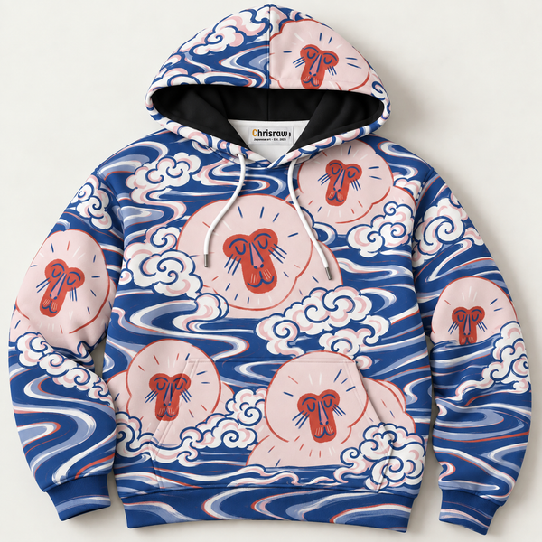 Chrisraw Sarunoyu Hoodie — Snow Monkeys in the Hot Spring Print