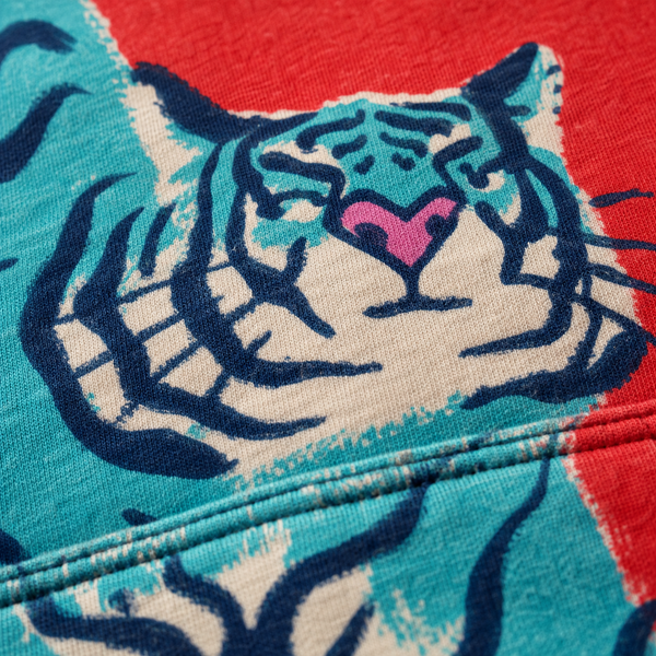 Chrisraw Aotora Hoodie — Blue Tiger Risograph Print