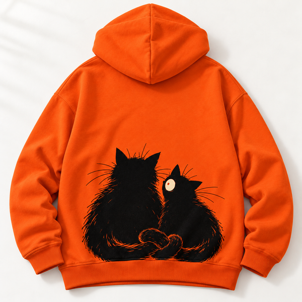 Chrisraw Bikkuri Neko Hoodie — Startled Black Cats Print