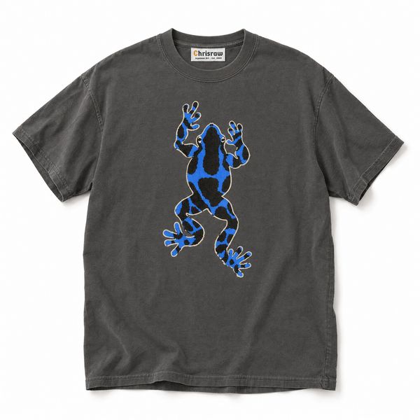 Chrisraw Aogaeru pepper T-shirt — blue poison frog gouache print