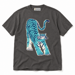 Chrisraw Aotora pepper T-shirt — blue tiger risograph print
