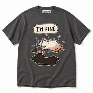 Chrisraw Daijobu Ahiru pepper T-shirt — I'm fine crashed duck print