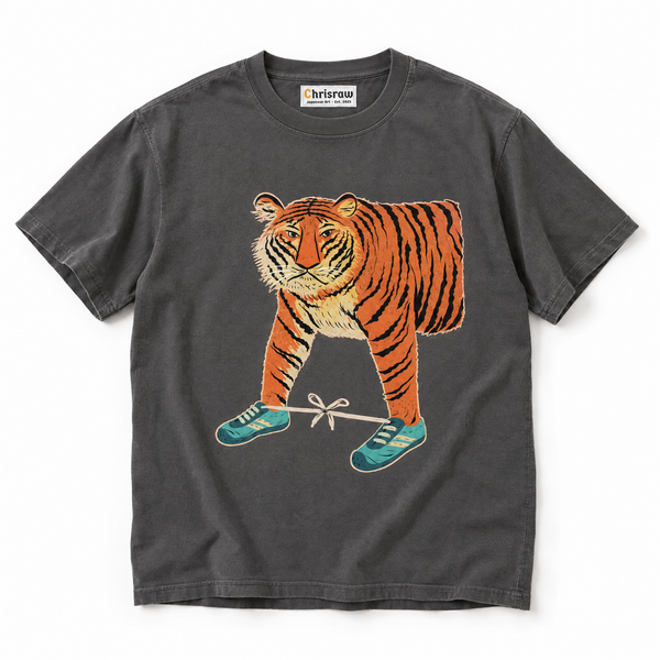 Chrisraw Kutsu Tora pepper T-shirt — tiger in sneakers print