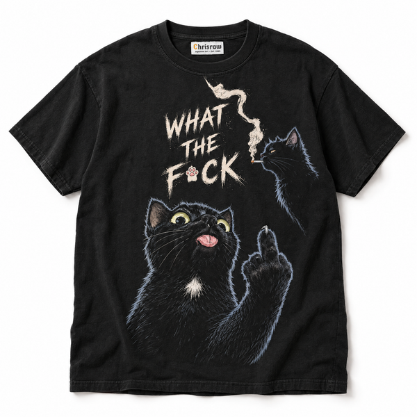 Chrisraw Nanja Kore black T-shirt — rude black cat print