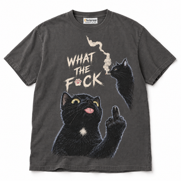 Chrisraw Nanja Kore pepper T-shirt — rude black cat print