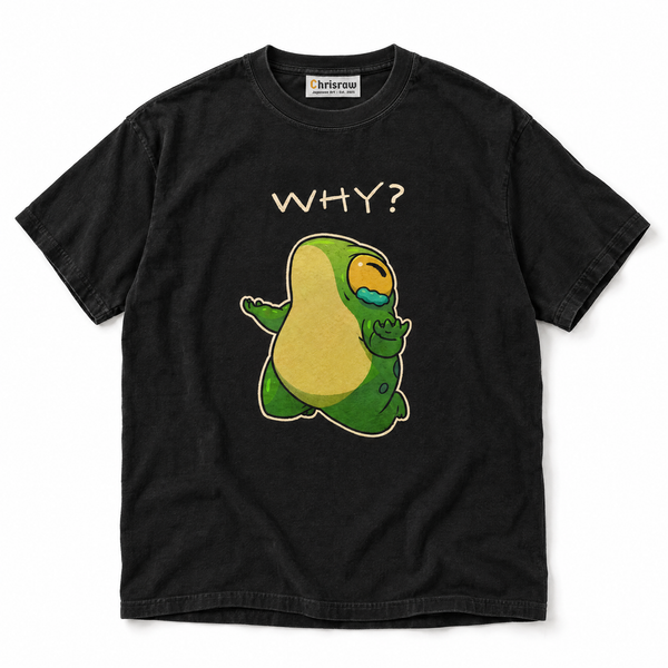 Chrisraw Naze Kaeru black T-shirt — WHY crying frog print