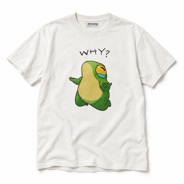 Chrisraw Naze Kaeru white T-shirt — WHY crying frog print