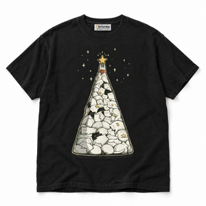 Chrisraw Neko no Ki black T-shirt — christmas tree of cats print