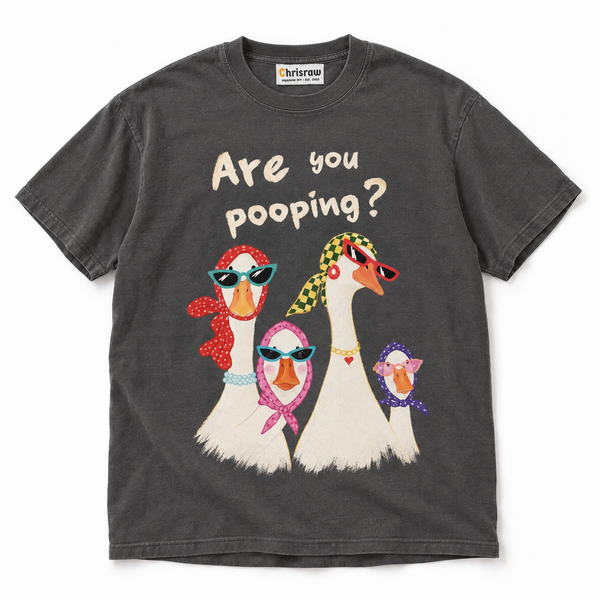 Chrisraw Nozoki Gacho pepper T-shirt — are you pooping nosy geese print