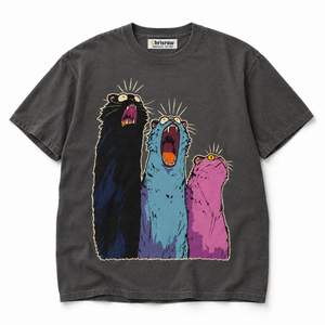 Chrisraw Sanbiki pepper T-shirt — three screaming cats print