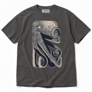 Chrisraw Sumidako pepper T-shirt — navy ink octopus stipple print