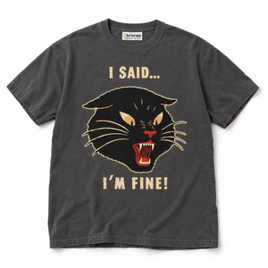 Chrisraw Unaru pepper T-shirt — I said I'm fine snarling cat print