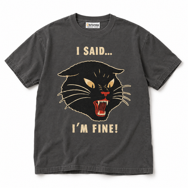 Chrisraw Unaru pepper T-shirt — I said I'm fine snarling cat print